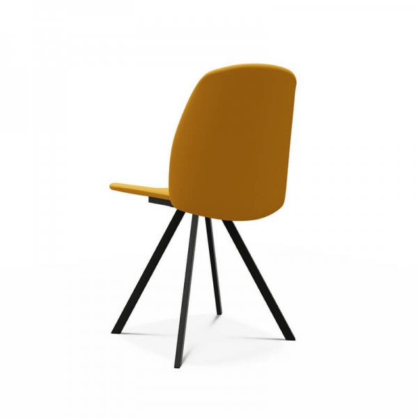 Chaise moderne en synthétique jaune pieds en métal noir de fabrication belge - Fiona - 3