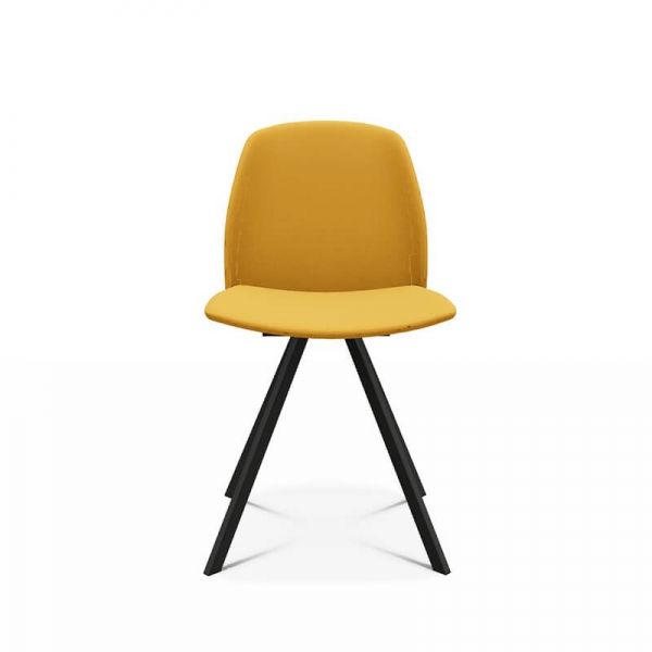 Chaise tendance en synthétique jaune pieds en métal noir de fabrication belge - Fiona - 6