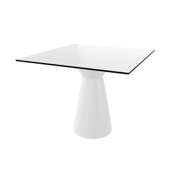 Table carrée blanche design à pied central conçue en Italie - Roller H74 carrée - 3