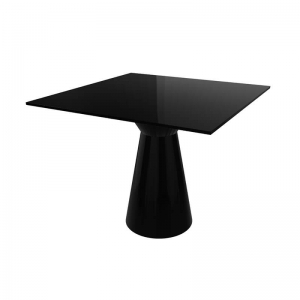 Table carrée noire design à pied central conçue en Italie - Roller H74 