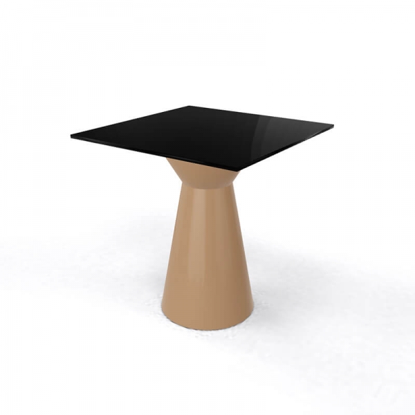 Table carrée design à pied central conçue en Italie de couleur marron et noire - Roller H74 carrée - 6
