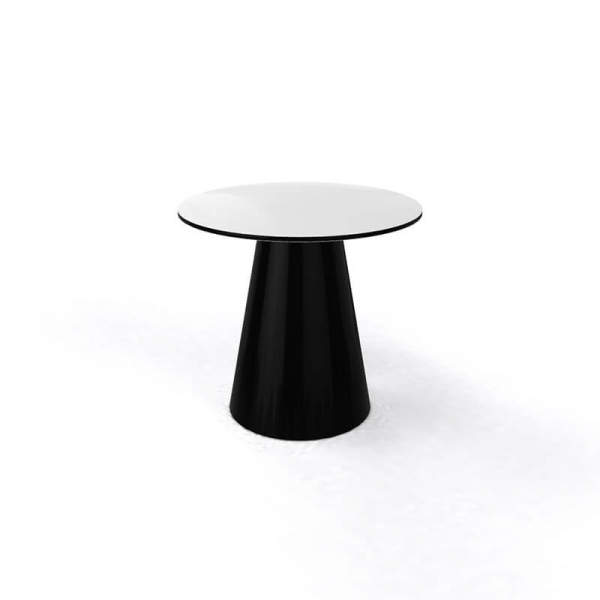 Table basse ronde design à pied central de fabrication italienne plateau blanc et pied de couleur noire - Roller H55 ronde - 6