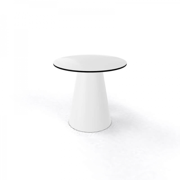 Table d'appoint ronde design italien blanche à pied central - Roller H55 - 3