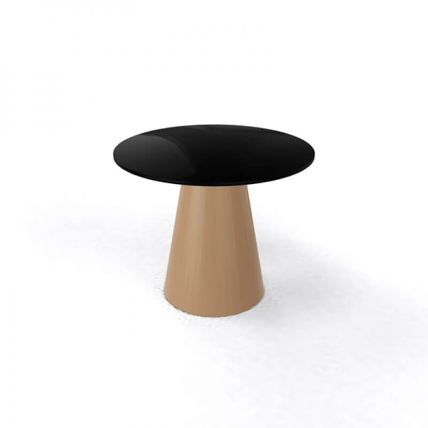 Table basse ronde design à pied central de fabrication italienne de couleur marron et noire  - Roller H55 ronde - 8
