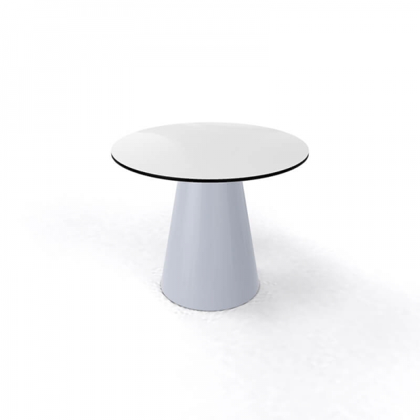 Table basse ronde design à pied central de fabrication italienne de couleur grise et blanche - Roller H55 ronde - 4