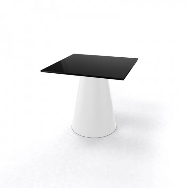 Table basse carrée italienne design à pied central plateau noir et pied blanc - Roller H55 carrée - 4