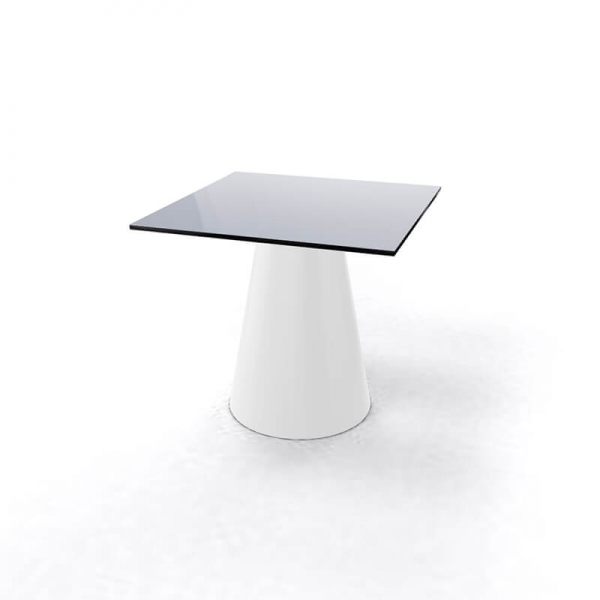 Table basse carrée italienne design plateau gris et pied central blanc - Roller H55 carrée - 6