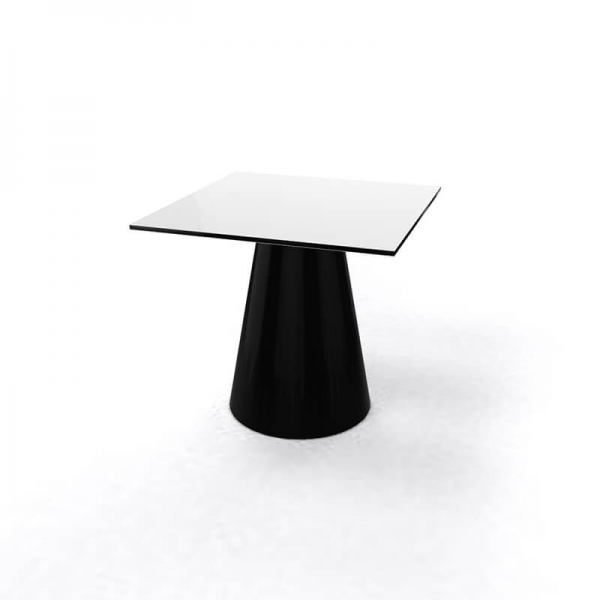 Table basse carrée italienne design à pied central plateau blanc et pied noir - Roller H55 carrée - 5