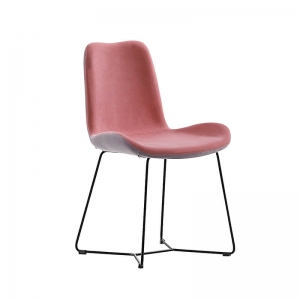 Chaise design en tissu rose avec piètement luge fabriquée en Italie - Dalia Midj®
