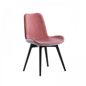 Chaise confortable en tissu rose et pieds de style scandinave en frêne massif noir fabriquée en Italie - Dalia Midj ®