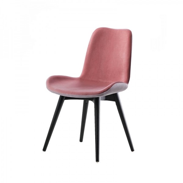 Chaise confortable rose en tissu et pieds en bois massif noir fabriquée en Italie - Dalia Midj ® - 2