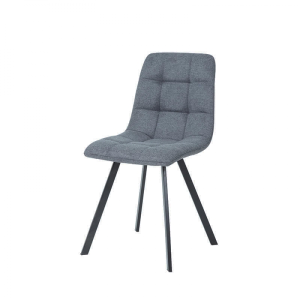 Chaise tendance matelassée gris foncé avec pieds en métal noir  - Carvi - 25