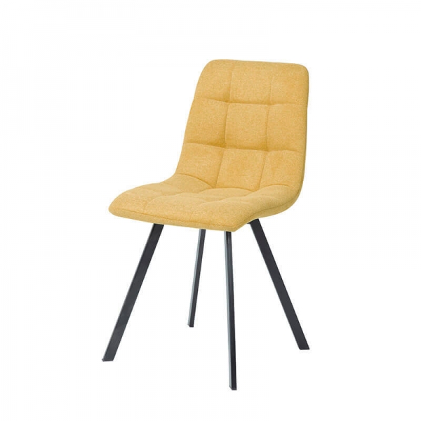 Chaise tendance matelassée jaune avec pieds en métal noir  - Carvi - 31