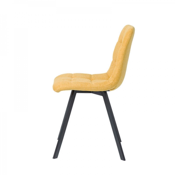 Chaise tendance matelassée jaune avec pieds en métal noir  - Carvi - 33