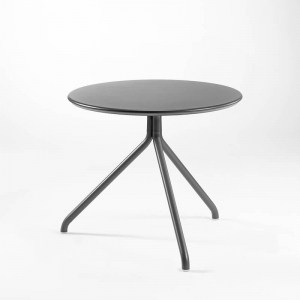 Table basse ronde en métal et composite made in Italie noire 