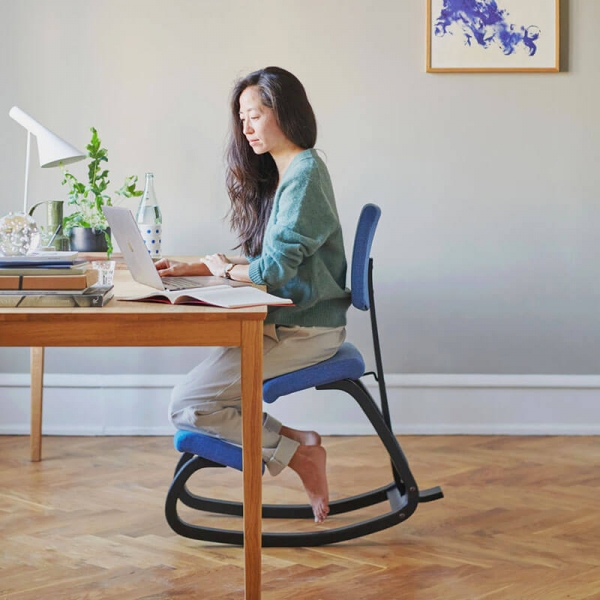 Chaise de bureau à bascule ergonomique en tissu bleu – Variable plus - 5