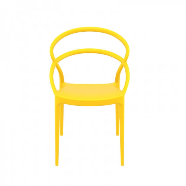 Chaise design moderne empilable en plastique jaune - Pia - 27
