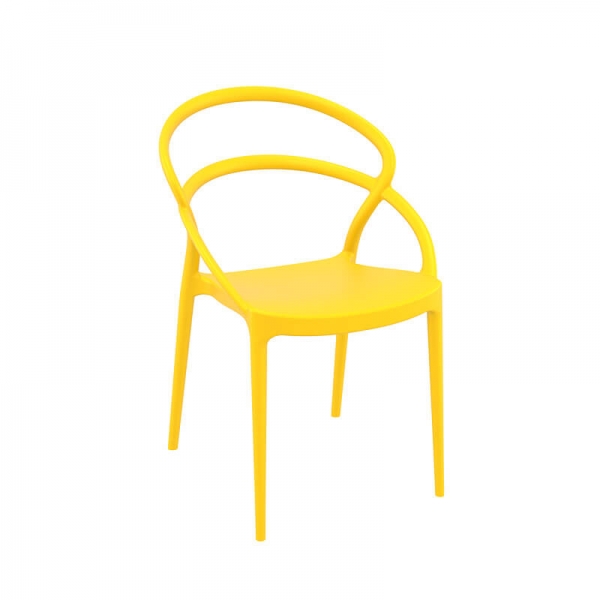 Chaise tendance empilable en plastique jaune - Pia - 23