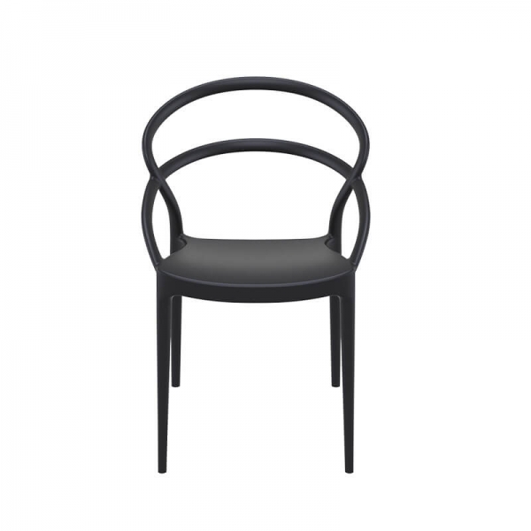 Chaise design empilable en plastique noir - Pia - 10