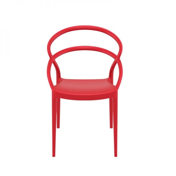 Chaise design moderne empilable en plastique rouge - Pia - 32