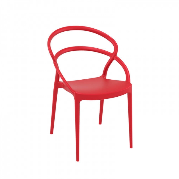 Chaise tendance empilable en plastique rouge - Pia - 28