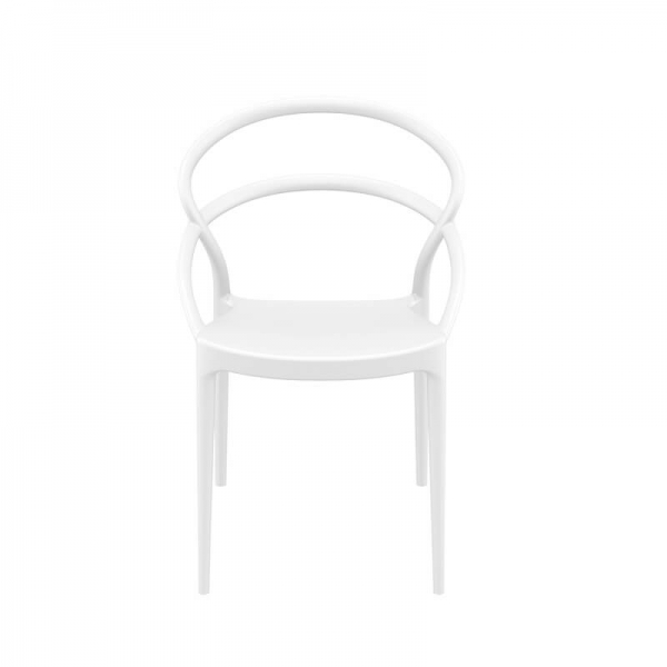 Chaise de terrasse tendance empilable en plastique blanc - Pia - 11