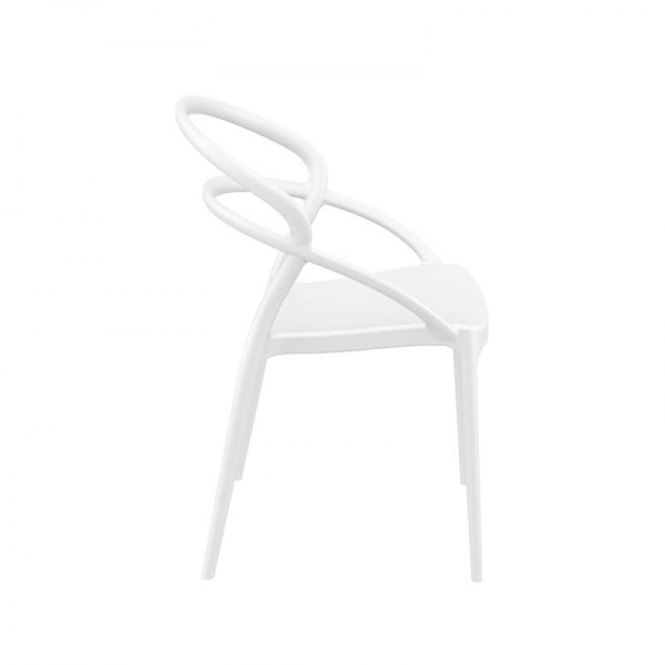 Chaise de jardin tendance empilable en plastique blanc - Pia - 8