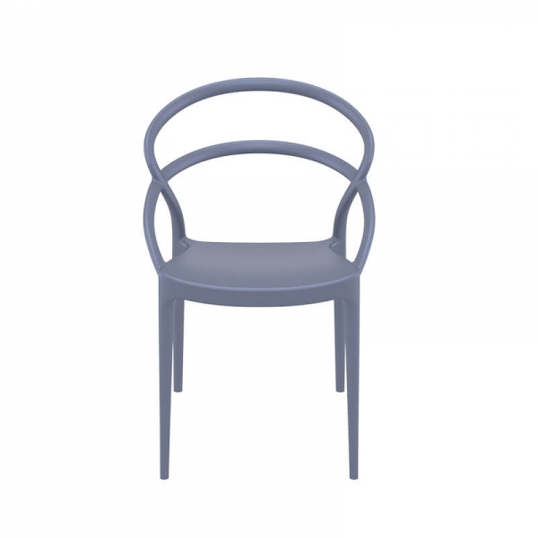 Chaise de terrasse tendance empilable en plastique gris - Pia - 16