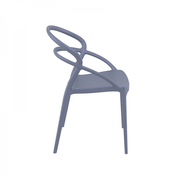 Chaise de jardin tendance empilable en plastique gris - Pia - 13