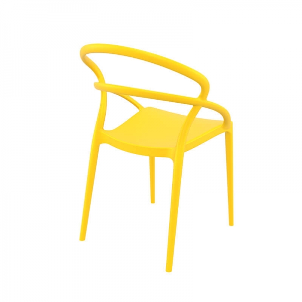 Chaise de jardin design empilable en polypropylène jaune - Pia - 19