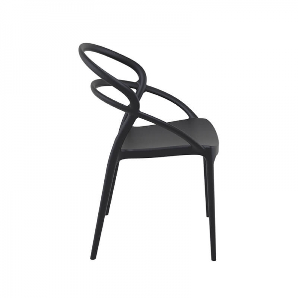 Chaise de jardin tendance empilable en plastique noir - Pia - 2