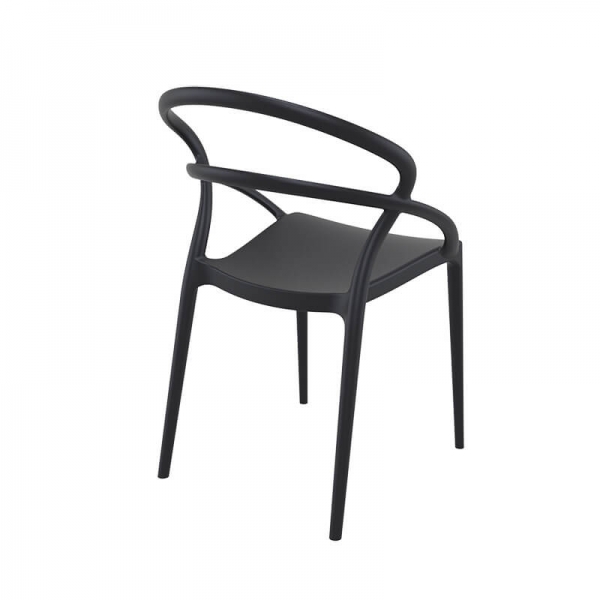 Chaise de jardin design empilable en polypropylène noir - Pia - 3