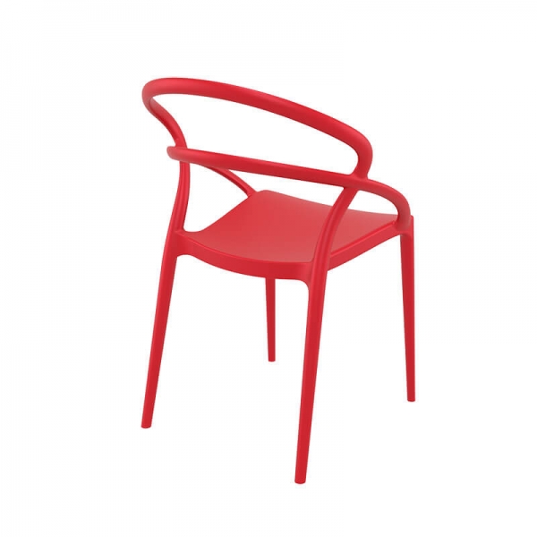 Chaise de jardin design empilable en polypropylène rouge - Pia - 24