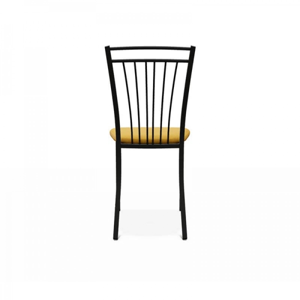 Chaise contemporaine en acier époxy noir et en tissu jaune fabriquée en Belgique - Viva - 3