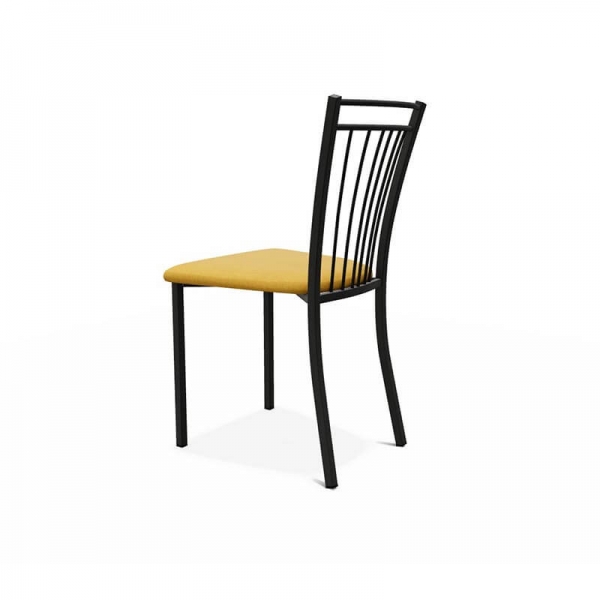 Chaise en acier noir et en tissu jaune fabriquée en Belgique - Viva - 4