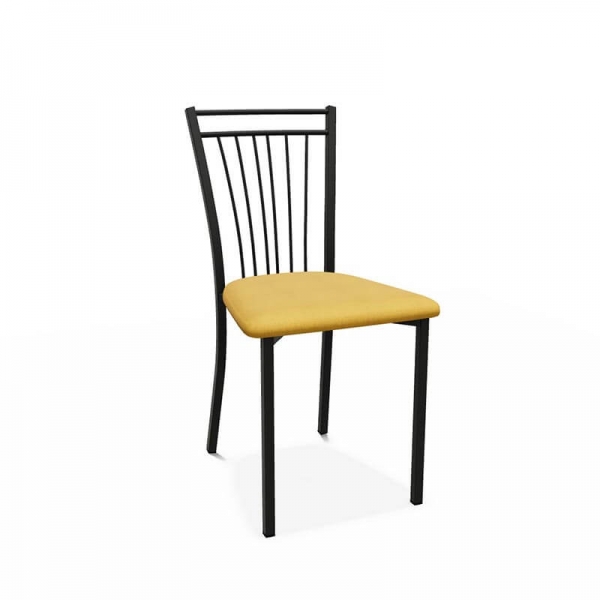 Chaise contemporaine en métal noir et en tissu jaune fabriquée en Belgique - Viva - 1