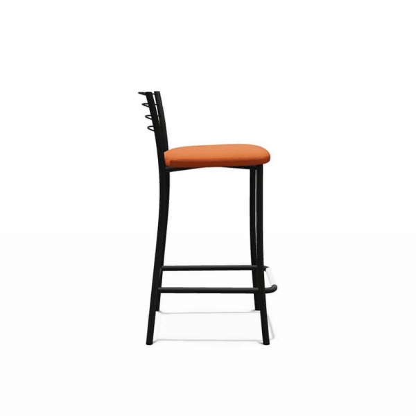 Tabouret haut de style contemporain en tissu coloris noir et orange fabriqué en Belgique - BarRoma - 2