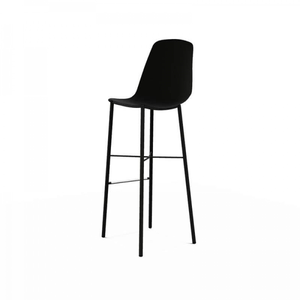 Tabouret bar de style moderne noir en polypropylène et métal - BarCloë - 6