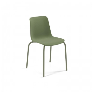 Chaise empilable en plastique vert kaki et métal - Paris