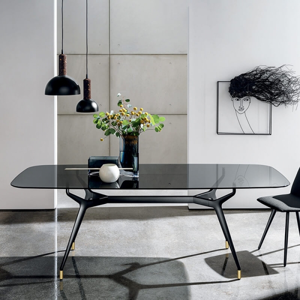 Table design rectangulaire en verre avec bords arrondis - Arkos Sovet® - 1