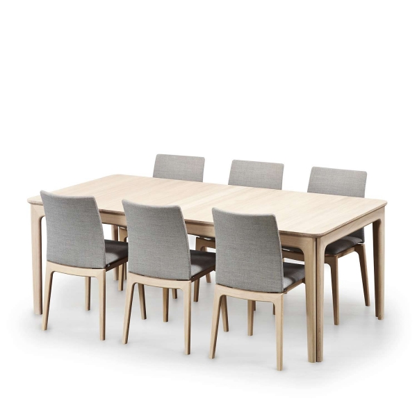 Table scandinave extensible en chaîne blanchi massif de fabrication danoise - SM26-27 - 9