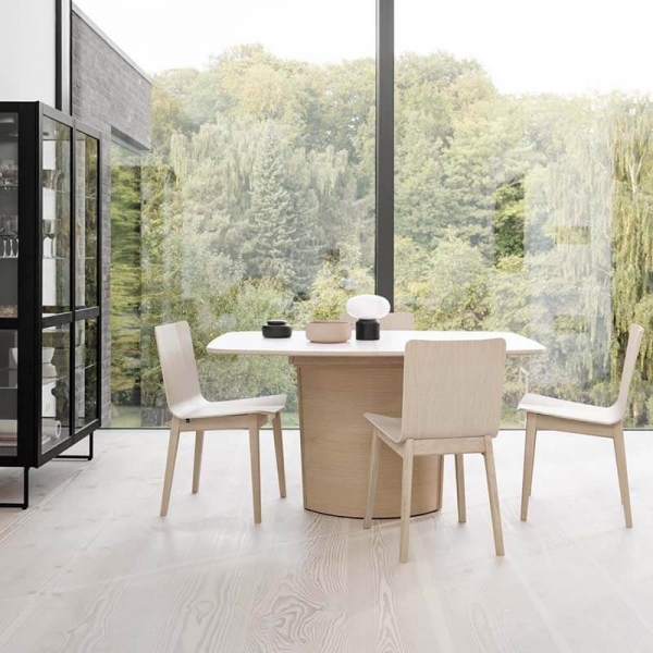 Table extensible en chêne blanchi et stratifié blanc fabriquée au Danemark - SM116-SM117 - 4