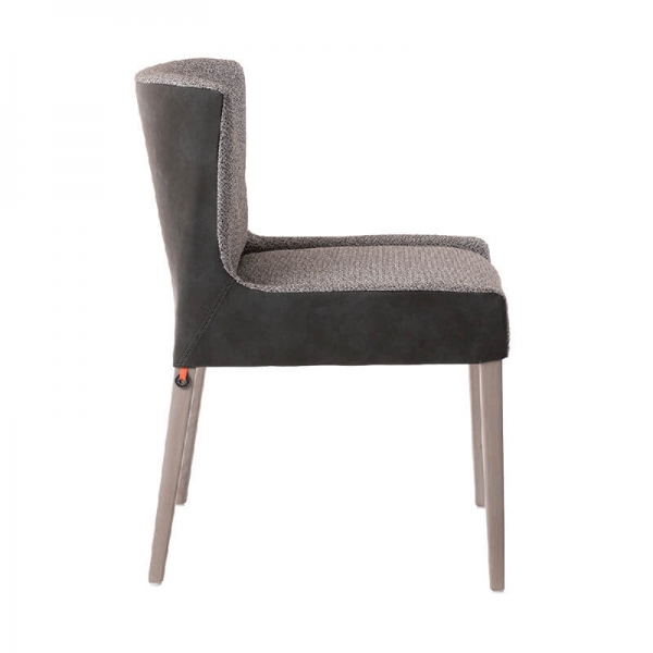 Chaise belge noire confortable en bois et tissu bimatière - Margaux C0210 Mobitec® - 3