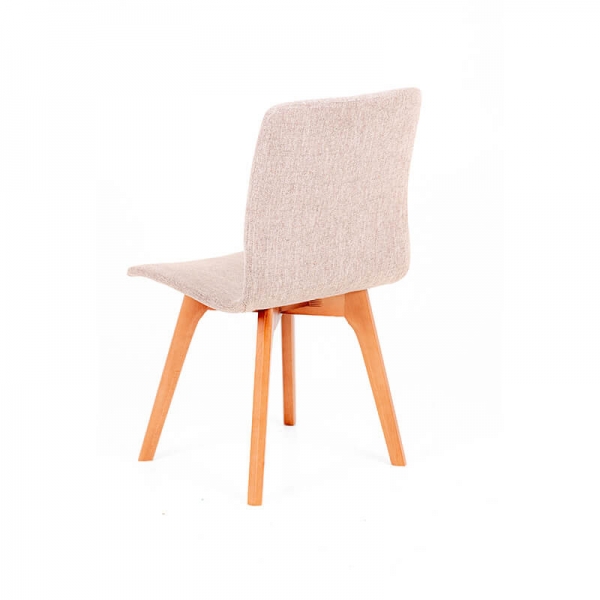 Chaise en tissu rose avec pieds en hêtre massif - Amelie  - 5