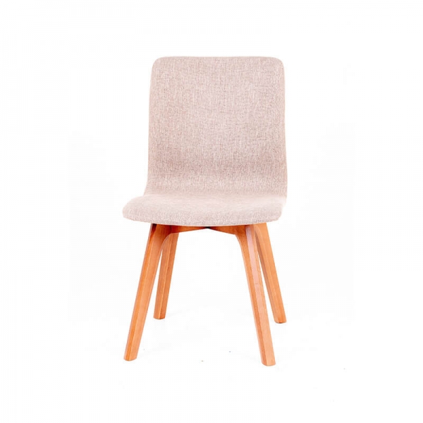 Chaise rose en tissu avec pieds en bois massif - Amelie  - 3