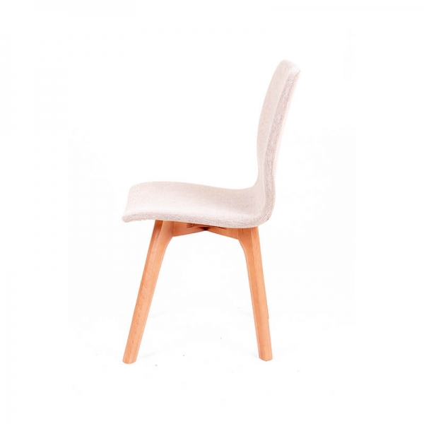 Chaise rose poudrée en tissu avec pieds en bois massif - Amelie  - 4