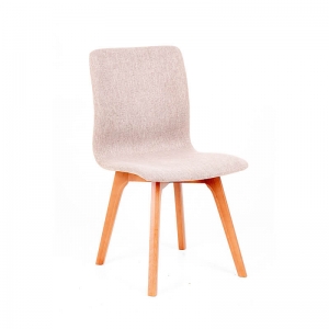 Chaise en tissu rose avec pieds en bois massif - Amelie 