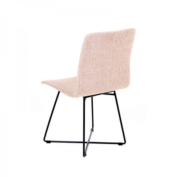 Chaise en tissu rose pale et pieds en métal croisés - Amelie - 5