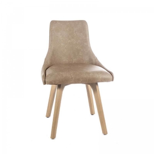 Chaise matelassée en synthétique beige et bois de chêne - Lars line