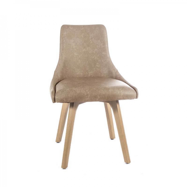 Chaise matelassée en synthétique beige et bois de chêne - Lars line - 1